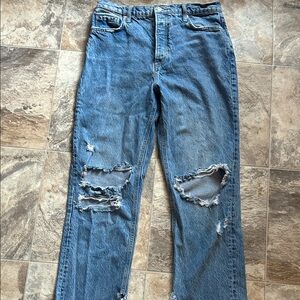 We The Free Ripped Blue Straight Leg Jeans